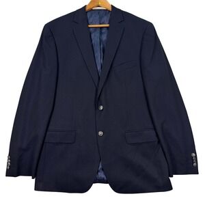 Joseph Abboud REDA s100 Mens 44L Navy Wool Suit Jacket Blazer Birdseye Casual